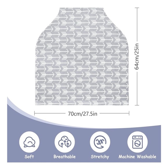 Gray and White Arrow Print Car Seat and breastfeeding cover - Picture 5 of 6